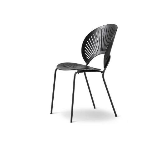 Fredericia Furniture 3398 Trinidad Stol SH: 45,5 cm - Sort Ask/Sort Krom