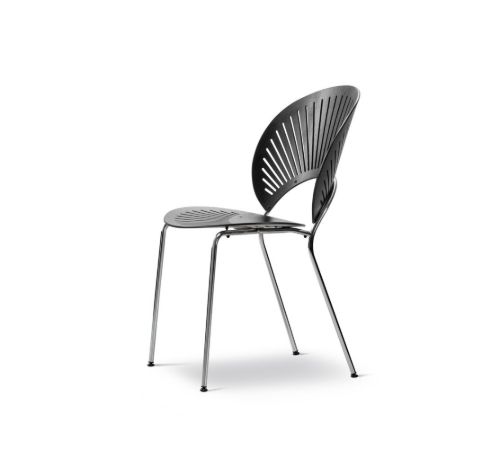 Fredericia Furniture 3398 Trinidad Stol SH: 45,5 cm - Sort Ask/Krom