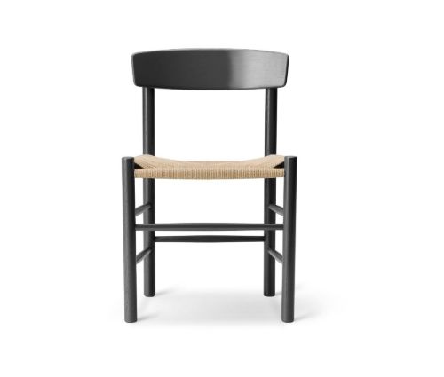 Fredericia Furniture 3239 J39 Mogensen Spisebordsstol SH: 46,5 cm - Sortlakeret Bøg/Natur Flet