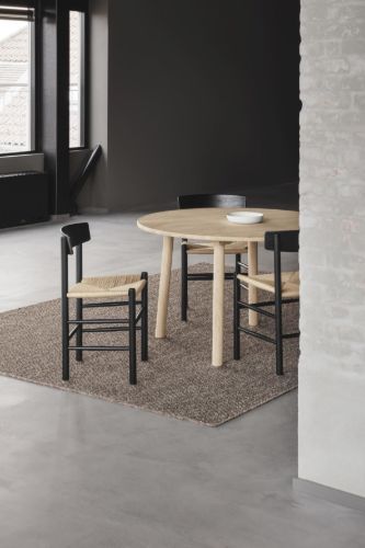 Fredericia Furniture 3239 J39 Mogensen Spisebordsstol SH: 46,5 cm - Sortlakeret Bøg/Natur Flet