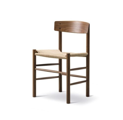 Fredericia Furniture 3239 J39 Mogensen Spisebordsstol SH: 46,5 cm - Olieret Valnød/Natur Flet