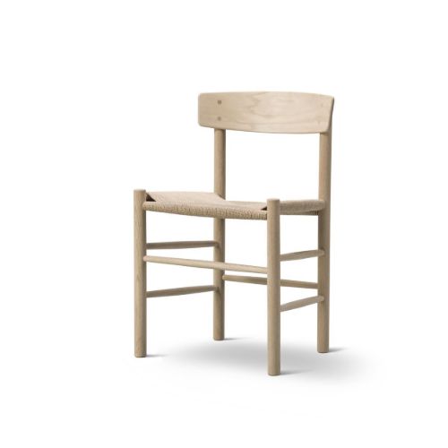 Fredericia Furniture 3239 J39 Mogensen Spisebordsstol SH: 46,5 cm - Sæbebehandlet Eg/Natur Flet