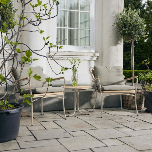 Mandalay Marguerit Loungebord Ø: 50 cm - Teak/Taupe