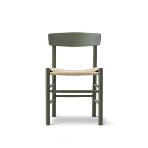 Fredericia Furniture 3239 J39 Mogensen Spisebordsstol SH: 46 cm - Khaki Green Bøg/Naturfarvet Flet