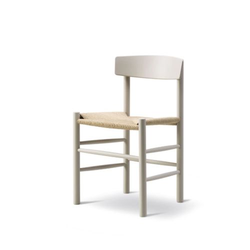 Fredericia Furniture 3239 J39 Mogensen Spisebordsstol SH: 46 cm - Pebble Grey Bøg/Naturfarvet Flet