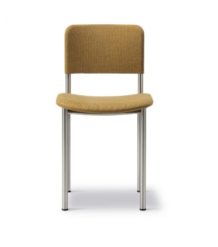 Fredericia Furniture 3414 Plan Fuldpolstret Stol SH: 45 cm - Re-Wool 448/Børstet Stål