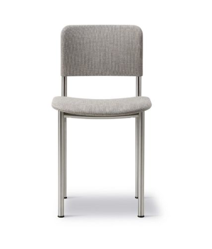 Fredericia Furniture 3414 Plan Fuldpolstret Stol SH: 45 cm - Re-Wool 128/Børstet Stål