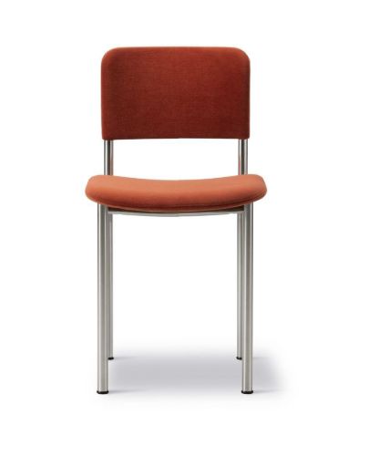 Fredericia Furniture 3414 Plan Fuldpolstret Stol SH: 45 cm - Gentle 373/Børstet Stål