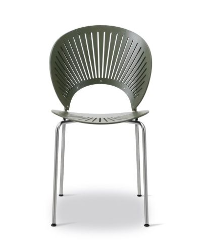 Fredericia Furniture 3398 Trinidad Stol SH: 45,5 cm - Khaki Green Bøg/Krom