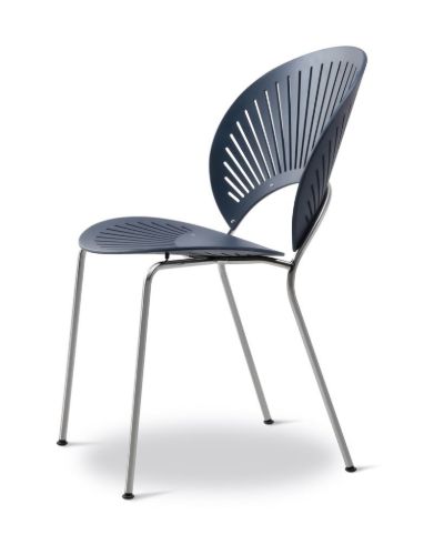 Fredericia Furniture 3398 Trinidad Stol SH: 45,5 cm - Nordic Blue Bøg/Krom