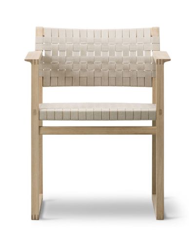 Fredericia Furniture BM62 Børge Mogensen Stol SH: 45,5 cm - Lakeret Eg/Gjordeflet Natur OUTLET