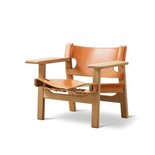Fredericia Furniture 2226 Den Spanske Stol af Børge Mogensen  - Naturfarvet Læder/Olieret Eg