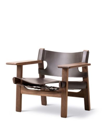 Fredericia Furniture 2226 Den Spanske Stol af Børge Mogensen - Mørkebrun Læder/Valnød