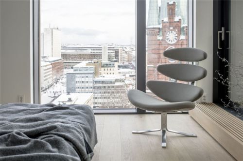 Fredericia Furniture 5000 Corona Lænestol m. Drejestel SH: 42 cm - Hallingdal 116/Børstet Krom