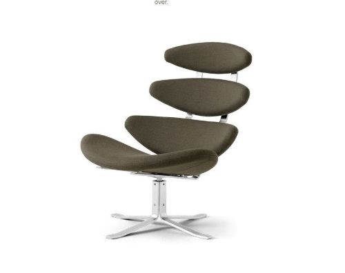 Fredericia Furniture 5000 Corona Lænestol m. Drejestel SH: 42 cm - Fiord 961/Børstet Krom
