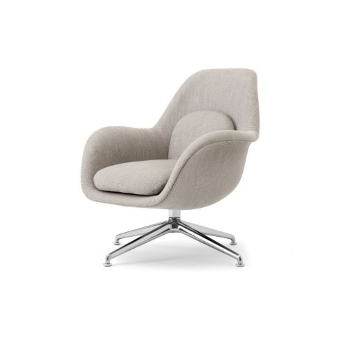 Fredericia Furniture 1776 Swoon Petit Loungestol m. Drejestel SH: 40 cm - Sinequanon 001/Poleret Aluminium
