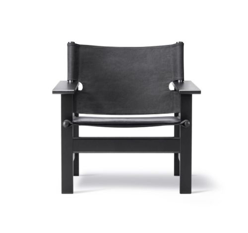Fredericia Furniture 2031 The Canvas Chair af Børge Mogensen SH: 41,5 cm - Sort Canvas/Sortlakeret Eg