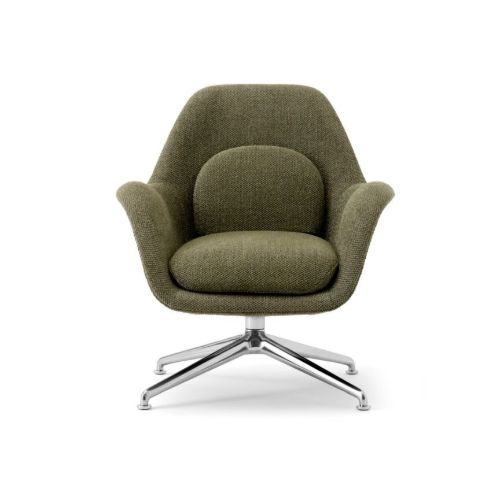 Fredericia Furniture 1776 Swoon Petit Loungestol m. Drejestel SH: 40 cm - Safire 005/Poleret Aluminium