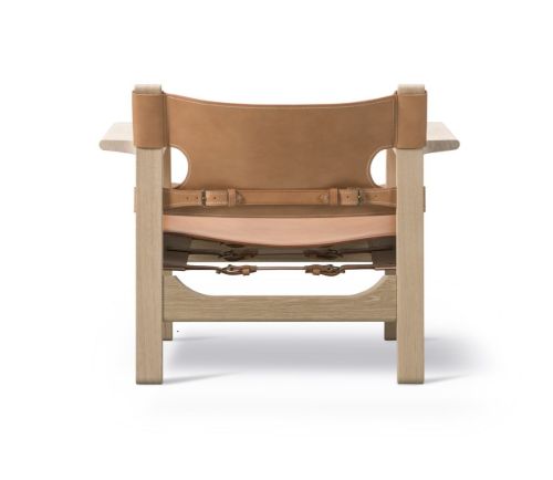 Fredericia Furniture 2226 Den Spanske Stol af Børge Mogensen SH: 33 cm - Naturfarvet Læder/Lys Olieret Eg