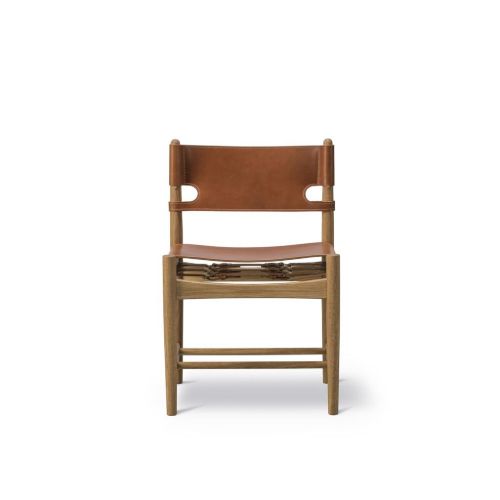 Fredericia Furniture 3237 Den Spanske Spisebordsstol SH: 46 cm - Cognac Læder/Olieret Eg