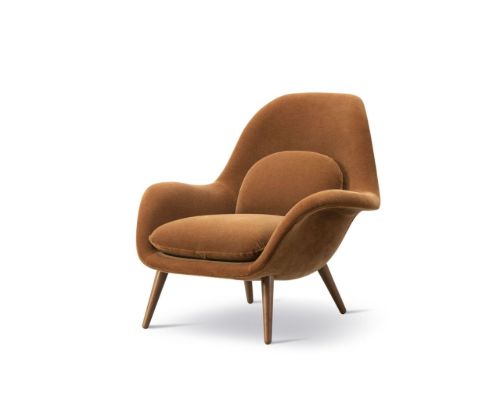 Fredericia Furniture 1770 Swoon Loungestol SH: 40 cm - Grand Mohair 2103/Røget Eg