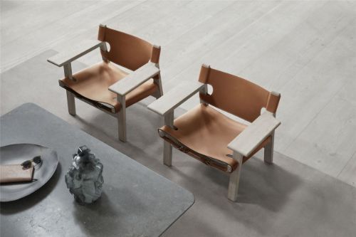 Fredericia Furniture 2226 Den Spanske Stol af Børge Mogensen SH: 33 cm - Naturfarvet Læder/Sæbebehandlet Eg