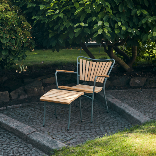 Mandalay Marguerit Loungesæt Loungestol og Fodskammel - Teak/Olivengrøn