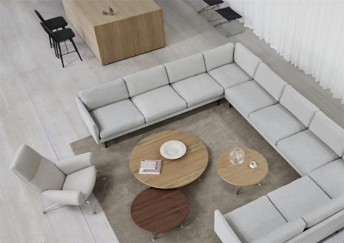 Fredericia Furniture Wegner Ox Table Ø: 80 cm H: 35 cm - Stål/Olieret Valnød