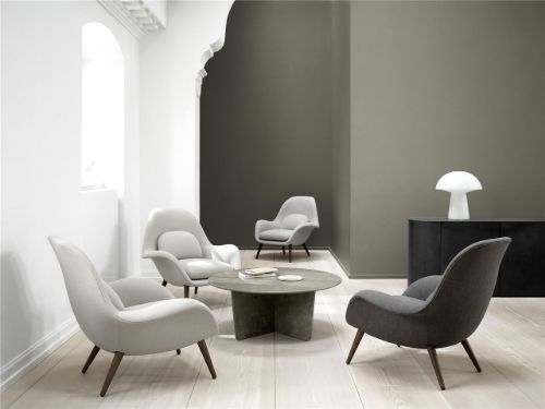 Fredericia Furniture 1960 Tableau Sofabord Ø: 100 cm - Dark Atlantico Limestone