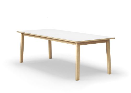 Fredericia Furniture 6490 Ana Spisebord m. Udtræk 220x95 cm - Hvid Nanolaminat/Sæbebehandlet Eg