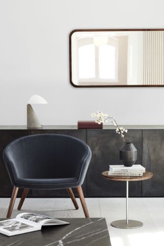 Fredericia Furniture 6755 Pal Sidebord 44x52 cm - Valnød/Rustfrit Stål