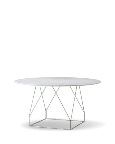 Fredericia Furniture JG Spisebord Ø: 140 cm - White Carrara/Børstet Rustfrit Stål