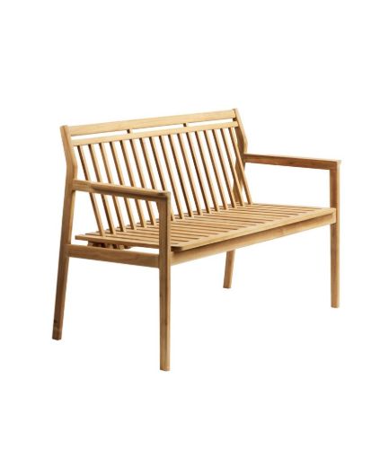 FDB Møbler M12 Sammen 2 pers. Havebænk med ryglæn L120 cm - Massiv Teak/Natur 