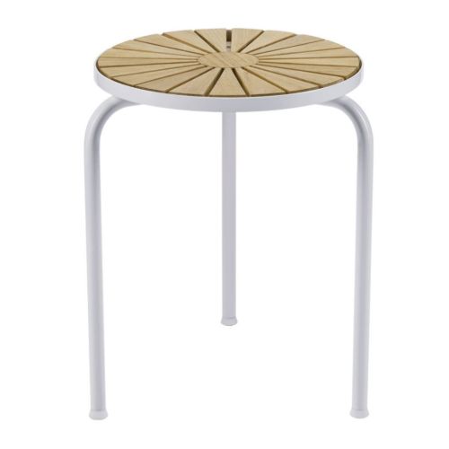 Mandalay Marguerit Taburet Ø: 32 cm - Teak/Hvid