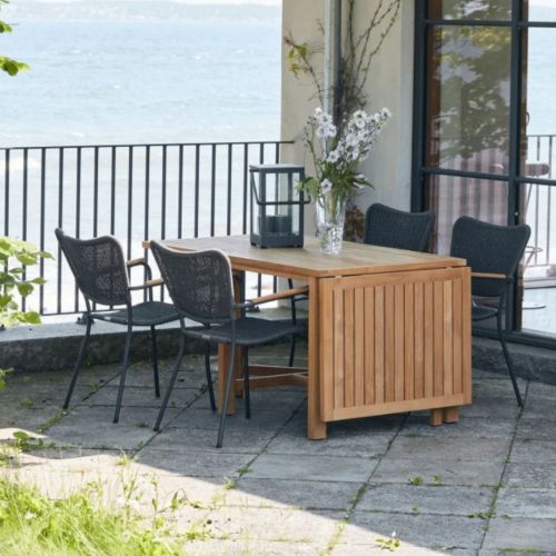 Mandalay Havemøbelsæt Cambridge Klapbord L: 200 cm og 4 Stk. Marguerit String Stole - Teak UDSOLGT FOR SÆSON 2026