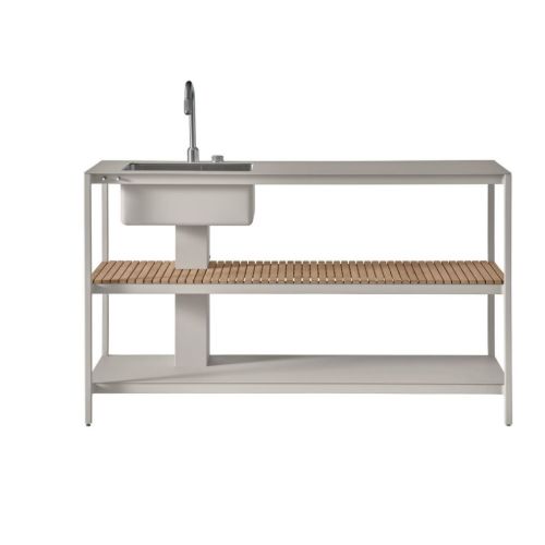 Vipp 742 Open-Air Outdoor Kitchen Unit w. Sink L: 154 cm - Teak/Aluminium
