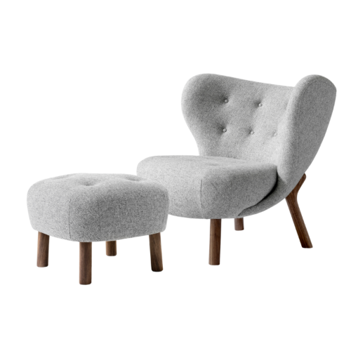 &Tradition Little Petra VB1 Lounge Chair & ATD1 Pouf - Oiled Walnut/Hallingdal 130