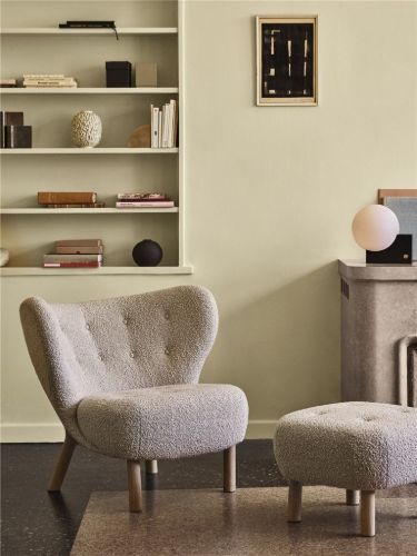 &Tradition Little Petra VB1 Loungechair & ATD1 Pouf - White Oiled Oak/Karakorum 003