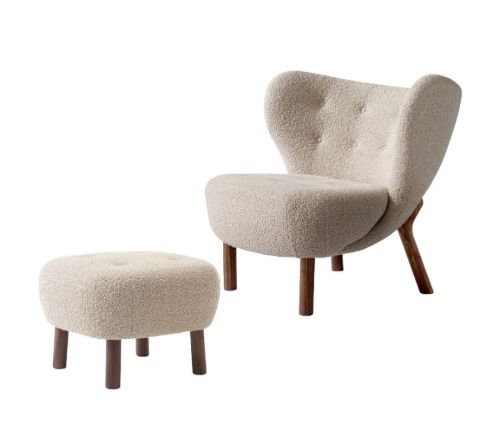 &Tradition Little Petra VB1 Loungechair & ATD1 Pouf - Oiled Walnut/Karakorum 003