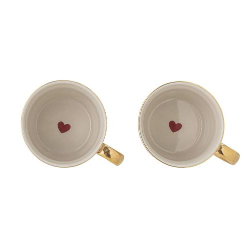 Bloomingville Jolly Krus H: 8 cm Sæt af 2 stk - Rød/Stentøj OUTLET