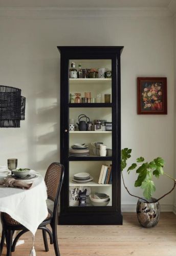 Nordal Classic Cabinet Single Vitrineskab 84 x 212 cm - Sort / Træ 