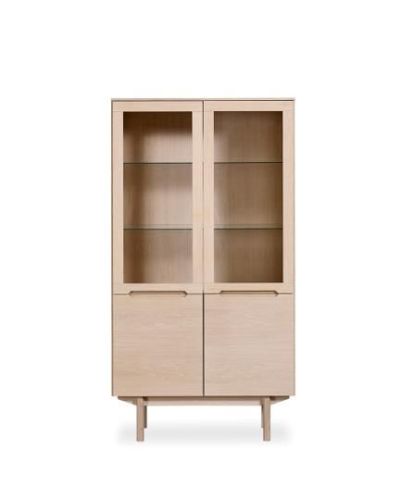 Skovby Vitrineskab SM307 98 x 182 cm - Hvidolieret Eg