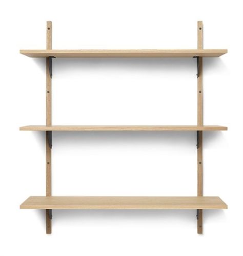 Ferm Living Sector Shelf T/W 26,1x87 cm - Oak/Black Brass