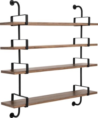 GUBI Démon Shelf, 2 Brackets, 155, 4 shelves (American Walnut Semi Matt Lacquered)