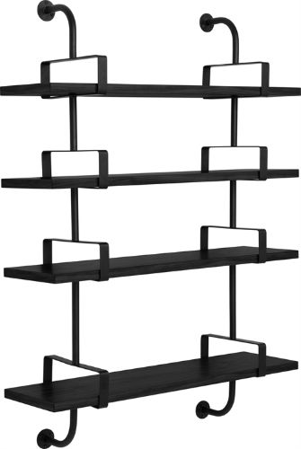 GUBI Démon Shelf, 2 Brackets, 95, 4 shelves (Black Stained Ash Semi Matt Lacquered)