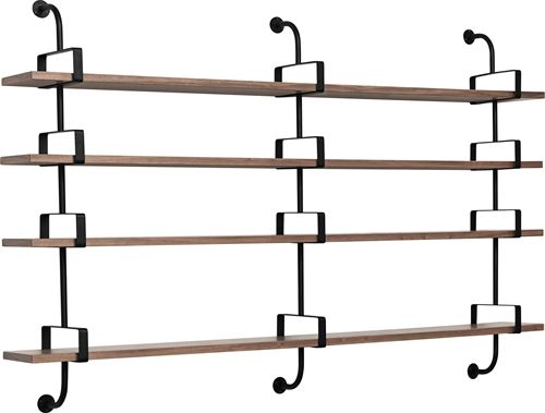 GUBI Démon Shelf, 3 Brackets, 215, 4 shelves (Black Stained Ash Semi Matt Lacquered)
