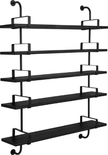 GUBI Démon Shelf, 2 Brackets, 155, 5 shelves (Black Stained Ash Semi Matt Lacquered)