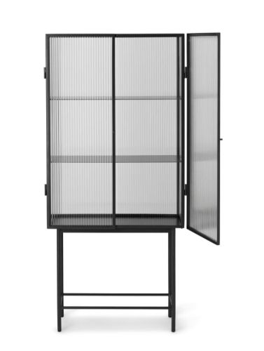 Ferm Living Haze Vitrine 155x70cm - Reeded Glass/Black
