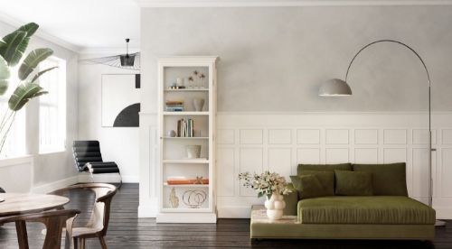 Lindebjerg Design Classic V1 Vitrineskab Venstrehængt Dør 70x210 cm - White