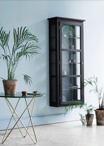 Lindebjerg Design Dark Oak N4 Vitrineskab Venstrehængt Dør 70x170 cm - Sortbejdset Eg